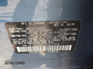 2025 Subaru Forester with VIN JF2SLDAC7SH407416, listed as a IAAI auction lot 42566823 with 13,165 mi miles and . Bid and sale history available at DreamBid. Image 9.