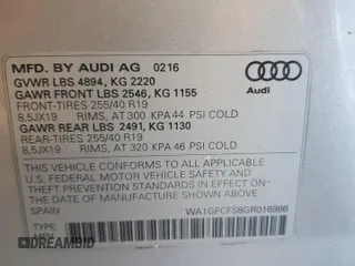 2016 Audi Q3 Prestige with VIN WA1GFCFS8GR016986, listed as a Copart auction lot 60787215 with 125,866 mi miles and Salvage title. Bid and sale history available at DreamBid. Image 13.