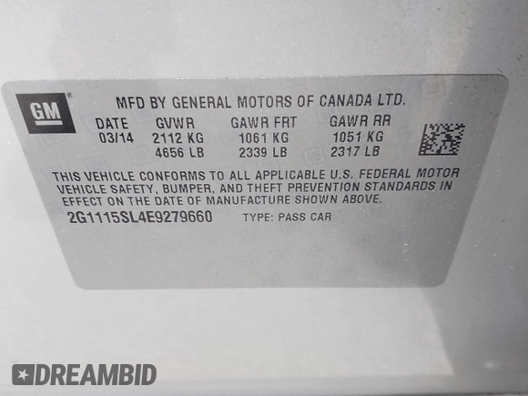2014 Chevrolet Impala LT with VIN 2G1115SL4E9279660, listed as a IAAI auction lot 42675495 with 159,215 mi miles and . Bid and sale history available at DreamBid. Image 9.
