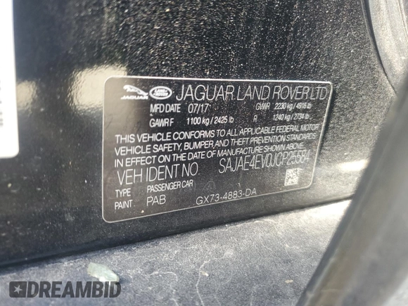 2018 Jaguar XE with VIN SAJAE4EV0JCP25584, listed as a Copart auction lot 77997954 with 31,996 mi miles and Salvage Title. Bid and sale history available at DreamBid. Image 12.