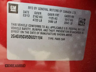 2013 Buick Regal GS with VIN 2G4GV5GV5D9221194, listed as a Copart auction lot 71630324 with 119,544 mi miles and Clean Title. Bid and sale history available at carsss.com. Image 14.