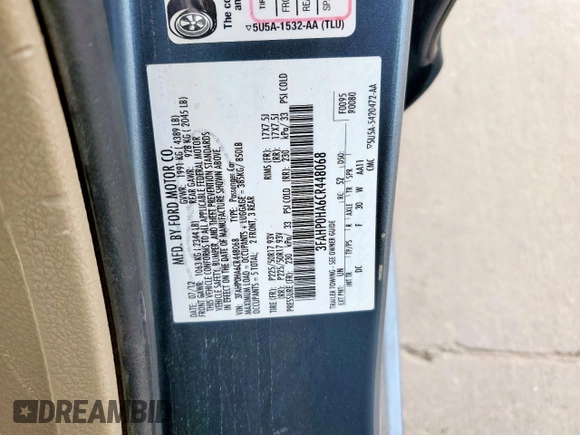 2012 Ford Fusion SE with VIN 3FAHP0HA6CR448068, listed as a Copart auction lot 57685955 with 168,134 mi miles and Salvage title. Bid and sale history available at DreamBid. Image 12.