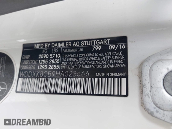 2017 Mercedes-Benz S 550 with VIN WDDXK8CB9HA023566, listed as a IAAI auction lot 42115419 with 45,721 mi miles and . Bid and sale history available at DreamBid. Image 9.