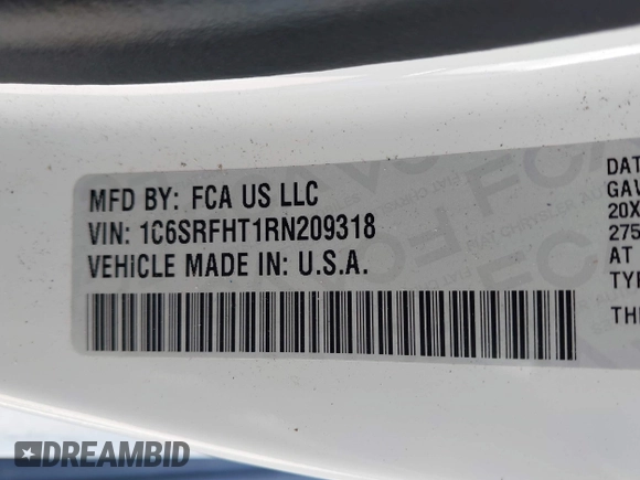 2024 Ram 1500 Limited с VIN 1C6SRFHT1RN209318, выставлен на аукционе IAAI как лот 42083923 с пробегом 12 969 миль миль и . История ставок и продаж доступна на DreamBid. Изображение 9.