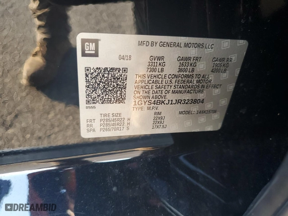 2018 Cadillac Escalade Luxury with VIN 1GYS4BKJ1JR323804, listed as a Copart auction lot 41451555 with 110,034 mi miles and Salvage Title. Bid and sale history available at carsss.com. Image 15.