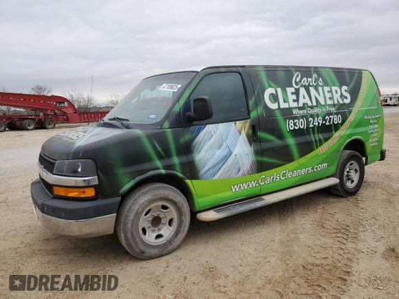 2018 Chevrolet Express Cargo Van with VIN 1GCWGAFG9J1906904, listed as a Copart auction lot 47109625 with 146,396 mi miles and Clean Title. Bid and sale history available at carsss.com. Image 1.