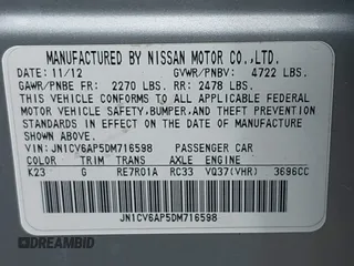 2013 Infiniti G37 Sedan Journey with VIN JN1CV6AP5DM716598, listed as a IAAI auction lot 42012622 with 101,431 mi miles. Bid and sale history available at carsss.com. Image 9.