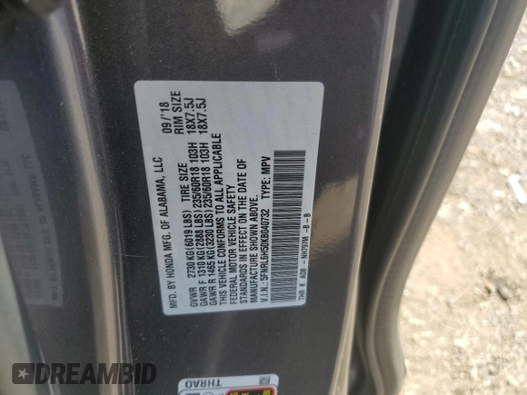 2019 Honda Odyssey EX with VIN 5FNRL6H50KB040732, listed as a Copart auction lot 57309715 with 109,399 mi miles and Salvage title. Bid and sale history available at DreamBid. Image 12.