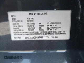 2024 Tesla Model Y с VIN 7SAYGDED7RF011175, выставлен на аукционе IAAI как лот 41366276 с пробегом 9 317 миль миль и . История ставок и продаж доступна на DreamBid. Изображение 9.