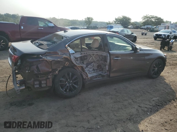 2014 Infiniti Q50 Premium with VIN JN1BV7ARXEM680167, listed as a Copart auction lot 59702095 with 108,196 mi miles and Salvage title. Bid and sale history available at DreamBid. Image 3.