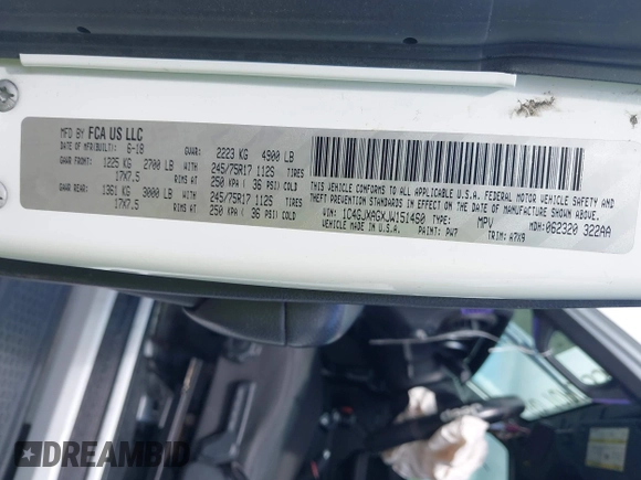 2018 Jeep Wrangler Sport with VIN 1C4GJXAGXJW151460, listed as a IAAI auction lot 42465411 with Not provided miles and . Bid and sale history available at DreamBid. Image 9.