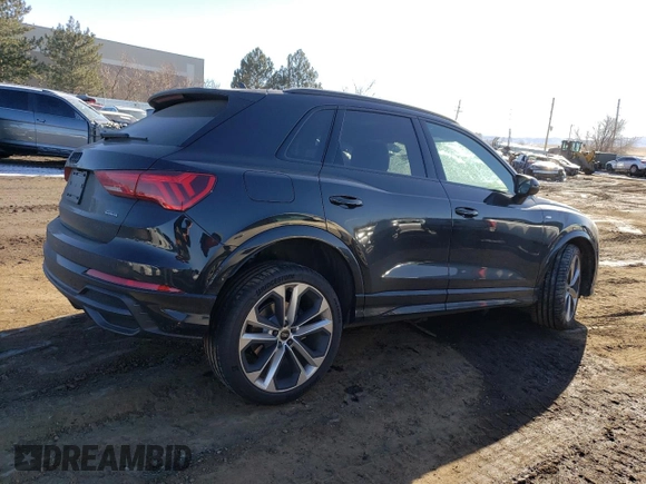 2022 Audi Q3 S line Premium Plus with VIN WA1EECF32N1144025, listed as a Copart auction lot 38752623 with 3,130 mi miles and . Bid and sale history available at DreamBid. Image 3.