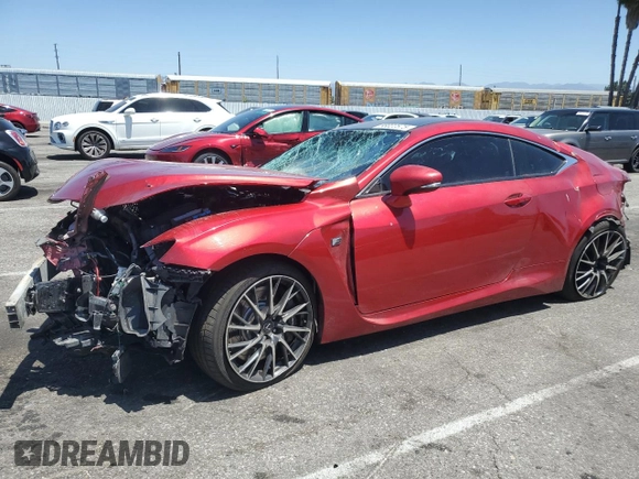 2015 Lexus RC F with VIN JTHHP5BC9F5002777, listed as a Copart auction lot 58022575 with 98,235 mi miles and Salvage title. Bid and sale history available at DreamBid. Image 1.