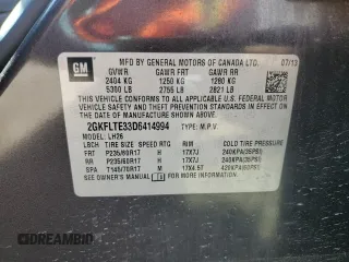 2013 GMC Terrain SLE with VIN 2GKFLTE33D6414994, listed as a Copart auction lot 49596255 with 140,953 mi miles and Salvage Title. Bid and sale history available at DreamBid. Image 13.