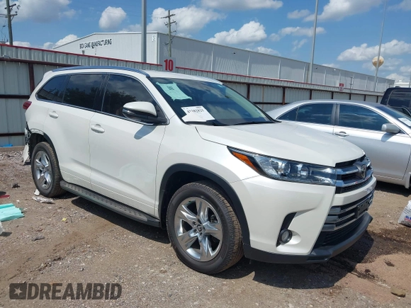 2017 Toyota Highlander Limited with VIN 5TDYZRFH4HS230188, listed as a IAAI auction lot 42382821 with 58,655 mi miles and . Bid and sale history available at DreamBid. Image 1.