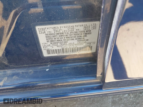 2016 Nissan Sentra S with VIN 3N1AB7AP1GY219667, listed as a IAAI auction lot 41735608 with 111,815 mi miles. Bid and sale history available at carsss.com. Image 9.