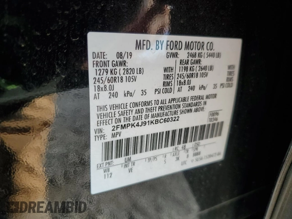 2019 Ford Edge SEL z VIN 2FMPK4J91KBC60322, wystawiony jako Copart lot #53502375 z przebiegiem 103 430 mil mil oraz Szkoda całkowita • Salvage title. Historia ofert i sprzedaży dostępna na DreamBid. Obrazek 13.