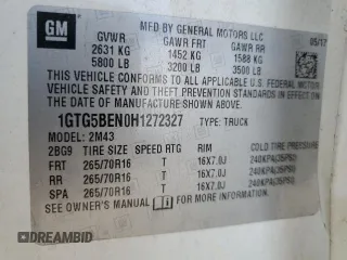 2017 GMC Canyon 2WD Elevation Standard with VIN 1GTG5BEN0H1272327, listed as a Copart auction lot 70253424 with 101,837 mi miles and Salvage Title. Bid and sale history available at carsss.com. Image 12.
