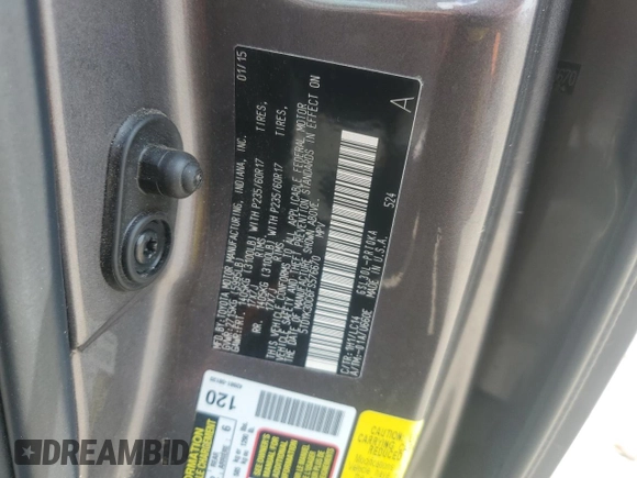 2015 Toyota Sienna XLE with VIN 5TDYK3DC6FS576670, listed as a Copart auction lot 62612345 with 106,475 mi miles and Salvage title. Bid and sale history available at DreamBid. Image 13.