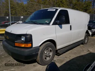 2013 Chevrolet Express Cargo Van with VIN 1GCWGFFA2D1109410, listed as a Copart auction lot 46232555 with 198,103 mi miles and Salvage Title. Bid and sale history available at carsss.com. Image 1.