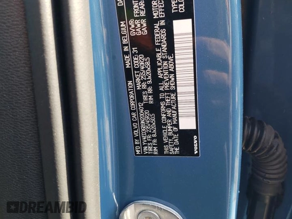 2022 Volvo C40 Ultimate с VIN YV4ED3GB9N2004012, выставлен на аукционе Copart как лот 74464444 с пробегом 3 953 миль миль и Списание • Salvage title. История ставок и продаж доступна на DreamBid. Изображение 15.