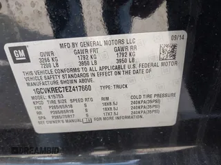 2014 Chevrolet Silverado 1500 LT with VIN 1GCVKREC7EZ417660, listed as a IAAI auction lot 41993599 with 137,025 mi miles and . Bid and sale history available at DreamBid. Image 9.