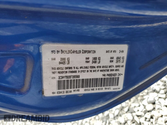 2005 Chrysler PT Cruiser GT z VIN 3C3AY75S35T285968, wystawiony jako Copart lot #54061455 z przebiegiem 113 036 mil mil oraz Szkoda całkowita • Salvage title. Historia ofert i sprzedaży dostępna na DreamBid. Obrazek 14.