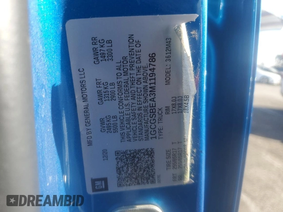 2021 Chevrolet Colorado 2WD Work Truck with VIN 1GCGSBEA3M1194786, listed as a Copart auction lot 84566144 with 86,818 mi miles and Salvage Title. Bid and sale history available at carsss.com. Image 14.