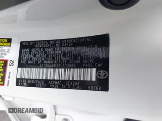 2025 Toyota Camry LE z VIN 4T1DAACK3SU533985, wystawiony jako IAAI lot #42118873 z przebiegiem Nie podano mil oraz . Historia ofert i sprzedaży dostępna na DreamBid. Obrazek 9.