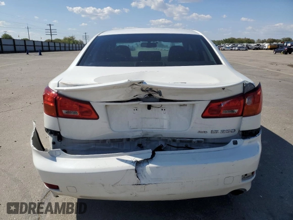 2006 Lexus IS 250 with VIN JTHCK262365001777, listed as a Copart auction lot 54920705 with 177,803 mi miles and Salvage title. Bid and sale history available at DreamBid. Image 6.