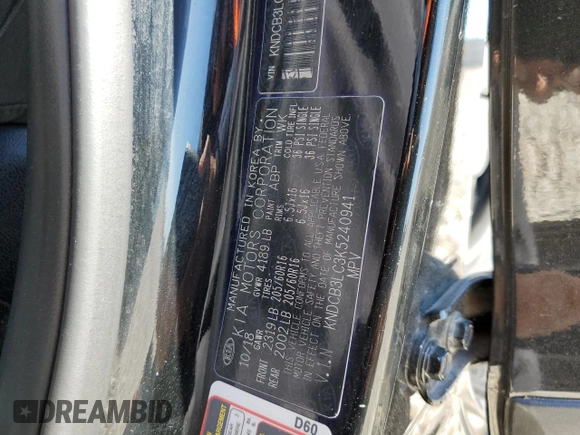2019 Kia Niro LX with VIN KNDCB3LC3K5240941, listed as a Copart auction lot 47689865 with 59,519 mi miles and Salvage Title. Bid and sale history available at DreamBid. Image 15.