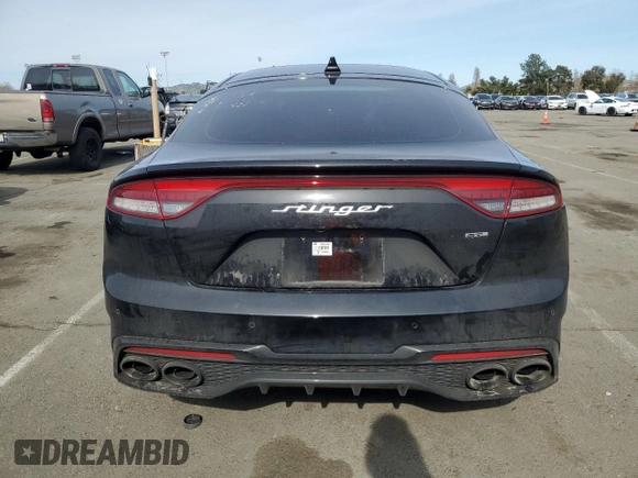 2023 Kia Stinger GT-Line with VIN KNAE35LD7P6125638, listed as a Copart auction lot 50042425 with 57,029 mi miles and Salvage Title. Bid and sale history available at carsss.com. Image 6.
