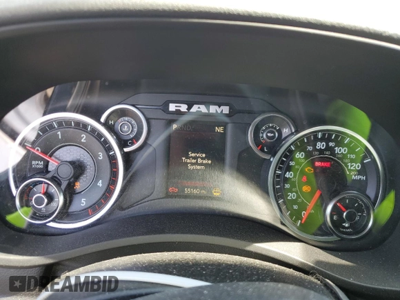 2020 Ram 2500 Big Horn with VIN 3C6UR5DL0LG282821, listed as a Copart auction lot 55799715 with 55,160 mi miles and Salvage title. Bid and sale history available at DreamBid. Image 9.