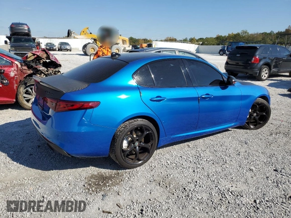 2019 Alfa Romeo Giulia Ti Sport with VIN ZARFANBN8K7608491, listed as a Copart auction lot 76280034 with 46,453 mi miles and Salvage Title. Bid and sale history available at carsss.com. Image 3.