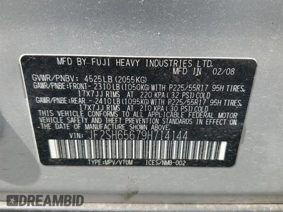 2009 Subaru Forester с VIN JF2SH65679H714144, выставлен на аукционе Copart как лот 53815255 с пробегом 118 182 миль миль и Списание • Salvage title. История ставок и продаж доступна на DreamBid. Изображение 13.