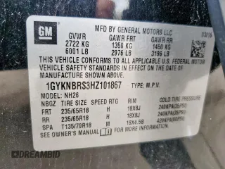 2017 Cadillac XT5 Luxury FWD with VIN 1GYKNBRS3HZ101867, listed as a Copart auction lot 60923215 with 130,209 mi miles and Salvage title. Bid and sale history available at DreamBid. Image 14.