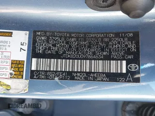 2009 Toyota Prius with VIN JTDKB20U097864634, listed as a IAAI auction lot 41865386 with 277,020 mi miles. Bid and sale history available at carsss.com. Image 9.