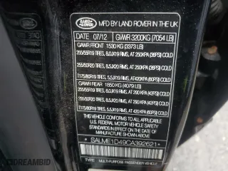 2012 Land Rover Range Rover HSE with VIN SALME1D49CA392621, listed as a Copart auction lot 80618414 with 95,487 mi miles and Clean Title. Bid and sale history available at carsss.com. Image 12.