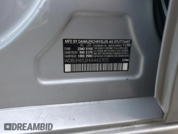 2004 Mercedes-Benz E 320 with VIN WDBUH65JX4A462305, listed as a Copart auction lot 70463534 with 199,857 mi miles and Salvage Title. Bid and sale history available at DreamBid. Image 12.