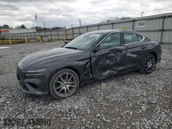 2023 Genesis G70 2.0T with VIN KMTG34TA7PU124188, listed as a Copart auction lot 48004345 with 30,599 mi miles and Salvage Title. Bid and sale history available at carsss.com. Image 1.