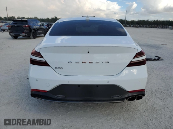 2023 Genesis G70 2.0T with VIN KMTG34TA4PU104576, listed as a Copart auction lot 85082044 with 28,821 mi miles and Salvage Title. Bid and sale history available at DreamBid. Image 6.