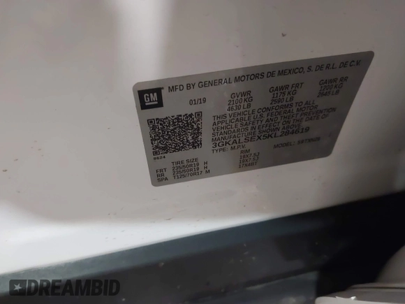 2019 GMC Terrain Denali with VIN 3GKALSEX5KL284619, listed as a IAAI auction lot 41683881 with 96,420 mi miles. Bid and sale history available at carsss.com. Image 9.