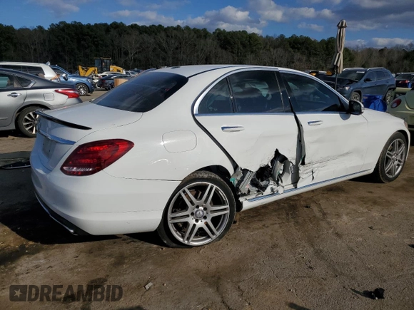 2015 Mercedes-Benz C 300 with VIN 55SWF4JB2FU044929, listed as a Copart auction lot 44148895 with 113,865 mi miles and Salvage Title. Bid and sale history available at DreamBid. Image 3.