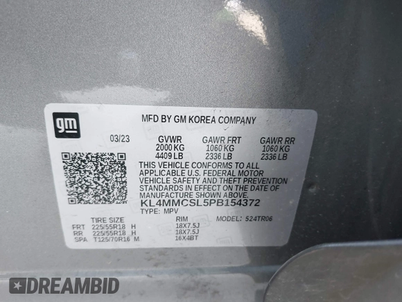 2023 Buick Encore GX Preferred z VIN KL4MMCSL5PB154372, wystawiony jako IAAI lot #42039929 z przebiegiem 38 473 mil mil oraz . Historia ofert i sprzedaży dostępna na DreamBid. Obrazek 9.