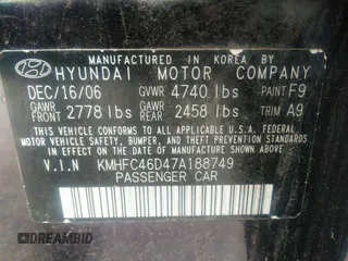 2007 Hyundai Azera GLS с VIN KMHFC46D47A188749, выставлен на аукционе IAAI как лот 42334246 с пробегом 105 049 миль миль и . История ставок и продаж доступна на DreamBid. Изображение 9.