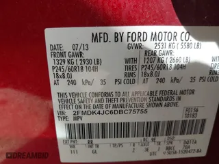 2013 Ford Edge SEL with VIN 2FMDK4JC6DBC75755, listed as a IAAI auction lot 41909150 with 168,491 mi miles. Bid and sale history available at carsss.com. Image 9.