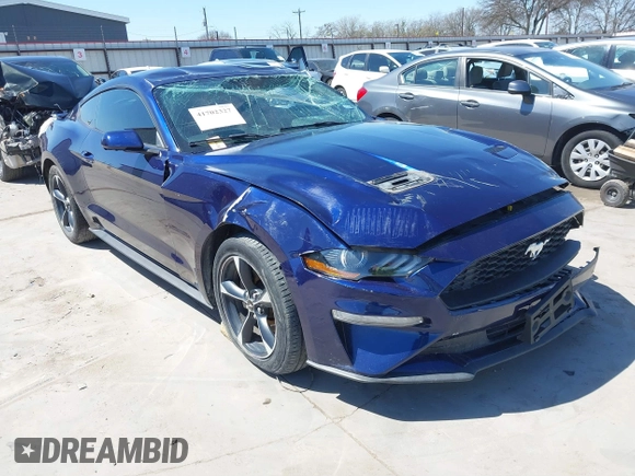2020 Ford Mustang EcoBoost with VIN 1FA6P8TH6L5124180, listed as a IAAI auction lot 41702327 with 21,460 mi miles. Bid and sale history available at carsss.com. Image 1.