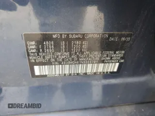 2022 Subaru Legacy Limited XT with VIN 4S3BWGN61N3023791, listed as a Copart auction lot 60174785 with 34,261 mi miles and Salvage title. Bid and sale history available at DreamBid. Image 12.