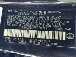 2023 Lexus ES with VIN 58ADZ1B17PU139794, listed as a IAAI auction lot 41665543 with 32,952 mi miles. Bid and sale history available at carsss.com. Image 9.