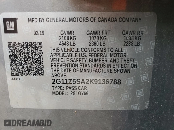 2019 Chevrolet Impala LT with VIN 2G11Z5SA2K9136788, listed as a Copart auction lot 51226605 with 131,294 mi miles and Clean Title. Bid and sale history available at DreamBid. Image 13.